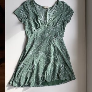 Green floral print dress